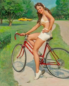 NEW Gil Elvgren Vintage Model Pin Up Girl Poster Art Print Canvas Bicycle Bike - Picture 1 of 4