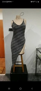 Sexy raffiniertes französisches Kleid, Silber Schwarz, glänzend, Asymmetrisch - Bild 1 von 5