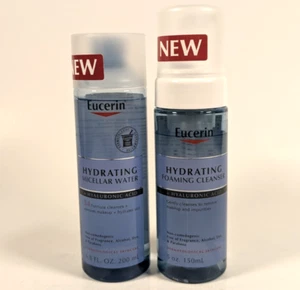 Eucerin Hydrating Micellar Water 5oz & Foaming Cleanser w/ Hyaluronic Acid 6.8oz - Picture 1 of 2