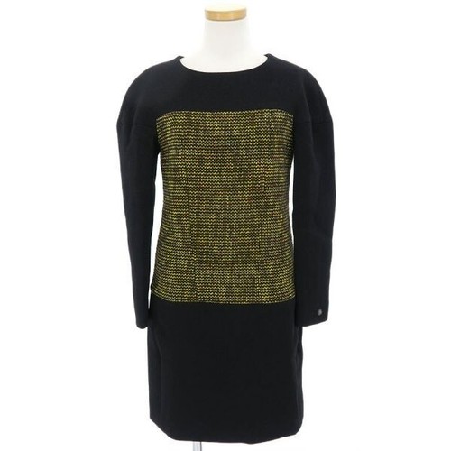 Abito CHANEL manica lunga donna taglia 34 nero lana originale