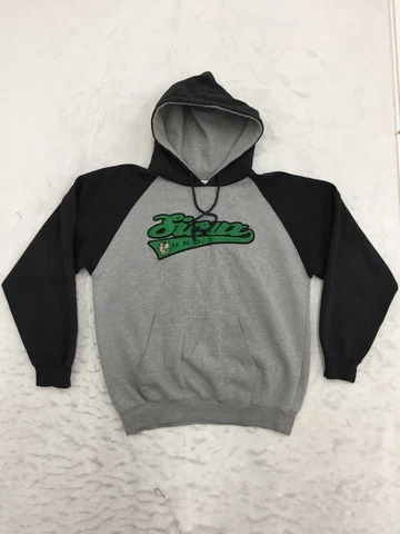 Fighting Sioux Hoodie Mens L Large Gray Black Embroidered Stitched Spell Head Cover