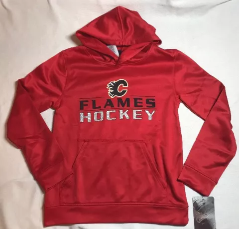 NWT NHL Calgary Flames Youth Hoodie Sweatshirt Medium 10/12 Cover