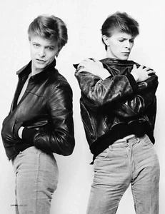 David Bowie Inspired 70s Black Slim Fit Vintage Biker Real Leather Jacket - Picture 1 of 7