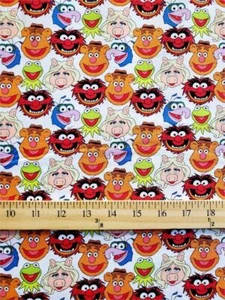 Tela 100% Algodón Estampado "Muppet Monsters, Fondo BLANCO" / 45" Ancho / SBY - Imagen 1 de 1