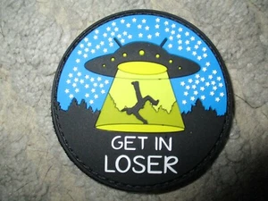 Patch Alien UFO Space Loser PVC Patch Get In Loser Hook And Loop Patch - Picture 1 of 1