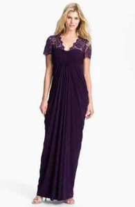 JS Boutique Draped Jersey Gown Sz 10 Plum - Picture 1 of 2