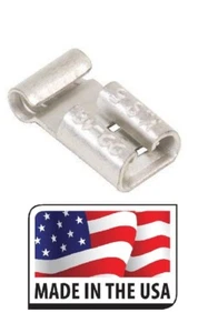 (100) 22-18 NON INSULATED FEMALE FLAG TERMINAL .250 1/4" CONNECTOR MADE IN USA - Picture 1 of 1