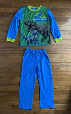Conjunto de pijama de dinosaurio T-Rex Raptor azul verde para niños talla 8 Foto 1 de 4