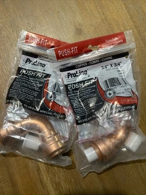 Proline 651-004HC 3/4”x3/4” Push Fit Elbow Copper QTY 2 - Image 1 of 3
