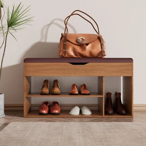 Entryway Bench&Cushion,2in1 Entryway Shoes Storage Rack Stool Household Supplies - Picture 1 of 14