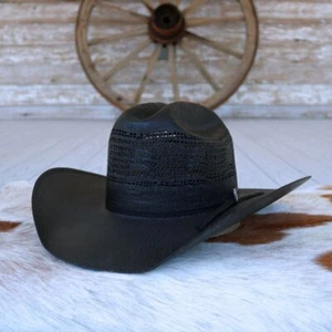 Bailey Black Straw Cowboy Hat - Desert Knight - Picture 1 of 4