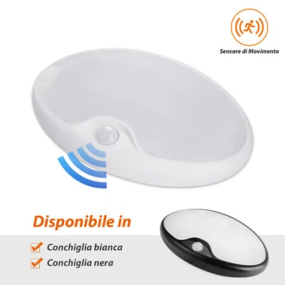 LED Plafoniera 12V per Camper Auto Barca 3500K Sensore Interruttore Bianco/Nero - Immagine 1 di 4