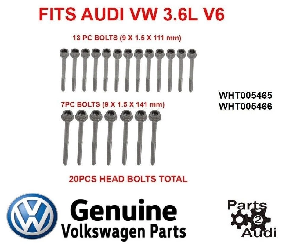 Pernos de culata del motor VW AUDI; Audi Q7, Porsche 3.6L V6; 20 PC WHT005465 Foto 1 de 1