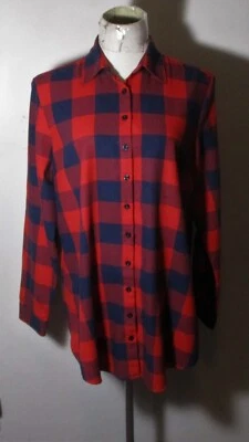 HAUTE Edition Burgundy Blue Tunic Shirt Women's Size L - Image 1 of 4