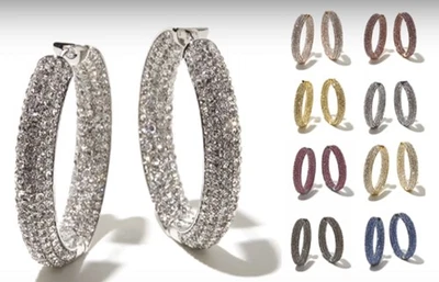 Joan Boyce Not for the Faint of Heart DRAMATIC 水晶环耳环 银色 — 第 1/4 张图片