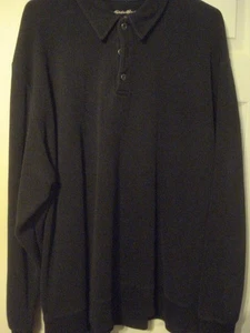 EDDIE BAUER 3-BUTTON COLLARED LONG SLEEVE BLACK FLEECE PULLOVER (SIZE - 2XL) - Picture 1 of 5