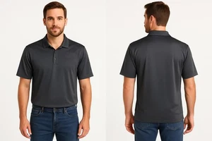 NIKE DRI-FIT Micro WICKING, Pique 2.0 Short Sleeve POLO, Large Color: Anthracite - Picture 1 of 3