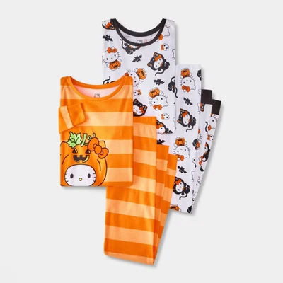 Girls' 4pc Hello Kitty Halloween Pajama Set - Orange Size 6 - Image 1 of 4