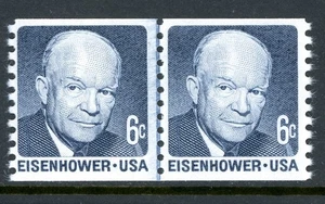 USA 1970 Eisenhower 6¢ SC #1401 Coil Line Pair Shiny Gum MNH Q660 - Bild 1 von 6