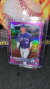 Cristopher Polanco 2025 Bowman Chrome Fushcia Shimmer #D/199 Blue Jays 1st - Bild 1 von 2