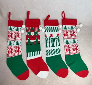 Juego de 4 Medias Tejidas Vintage Patrones Kitsch Años 80 Años 90 Navidad - Imagen 1 de 8