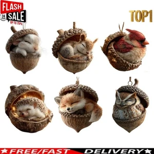 Forest Animal Acorn Ornaments – Cozy Forest Christmas Orname nts Acrylic Hangs - Picture 1 of 23