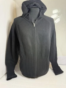 AK Anne Klein Sport Hoodie Pullover Damen Large schwarz Strick durchgehender Reißverschluss gerippt YKK - Bild 1 von 15