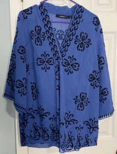 Denim 24/7 zweiteiliges Set, verstellbares Tank und transparentes Hemd, blau und schwarz, 14W - Bild 1 von 8