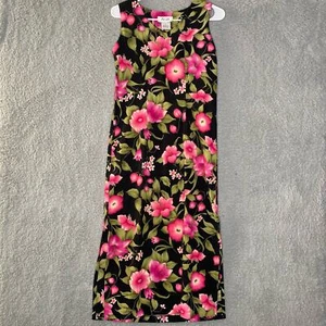 Vintage AGB womens maxi dress sleeveless pink floral tropical side slit floral 4 - Picture 1 of 8