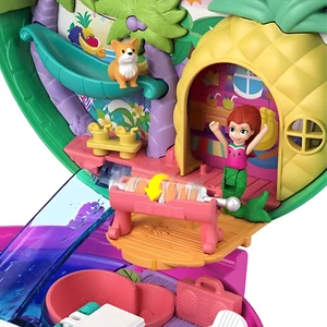 Polly Pocket Watermelon Pool Party Compact Playset with Scented Feature, 2 Micro