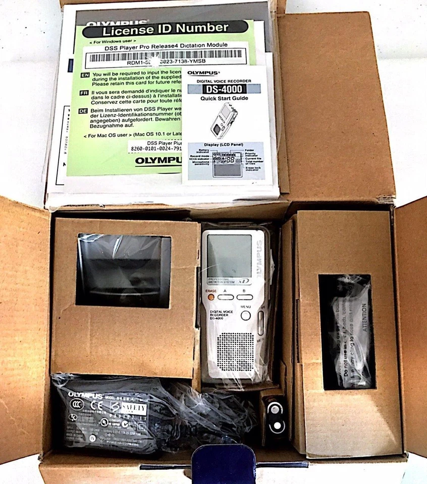 Olympus DS-4000 Professional Handheld Digital Voice Recorder w/Charger/USB Cable - Image 1 of 1