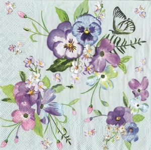 20 x Single Paper Napkins Decoupage Craft Table  Butterfly, Bouquet, Pansies 105 - Picture 1 of 2