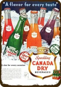 1950 Sparkling CANADA DRY Soda Vintage-Look-Edge DECORATIVE REPLICA METAL SIGN - Picture 1 of 1