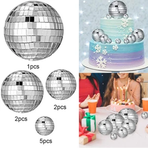 10X Disco Ball Cake Toppers Disco Ball Cupcake Toppers Party Supply - Picture 1 of 10