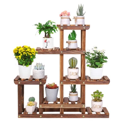 Soporte de madera para plantas flores suculentas estante de exhibición estante esquina sala de estar ventana Foto 1 de 4