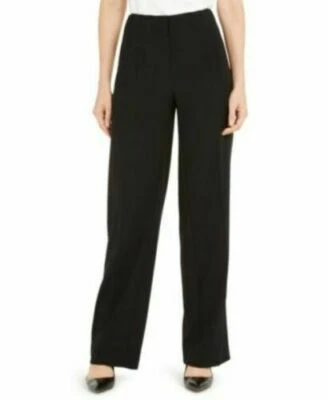Alfani Women's Deep Black Pleated Tummy Control Trouser Leg Pants Size 4 New - Image 1 of 4