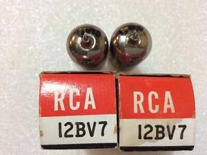 12BV7 Matched Pair RCA Tubes NOS Test Black Plates Same Codes Top Halo Getter - Picture 1 of 6