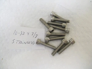 10-32 X 7/8" Socket Head Cap Screws Allen Drive Stainless Steel Bolt Qty 10 - Picture 1 of 1