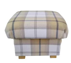 Storage Footstool Porter & Stone Balmoral Tartan Check Fabric Pouffe Ochre - Picture 1 of 55