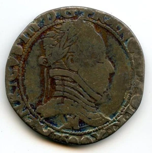 The League In The Name Of Henry III 1/2 FRANC Flat Collar 1590 M Toulouse - Picture 1 of 2
