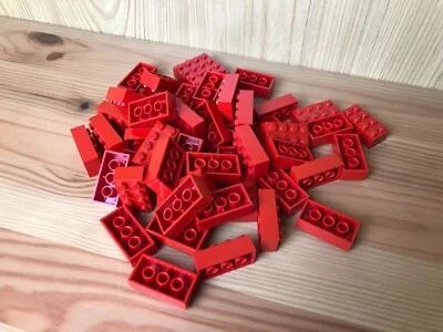 Lego 50 x Basicsteine 2 x 4 Grundsteine 3001 Basic Steine rot red - Bild 1 von 4