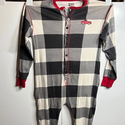 Lazy One - Men's Checkered One Piece - Black, White, and Red, Size Men’s Medium - Image 1 of 4