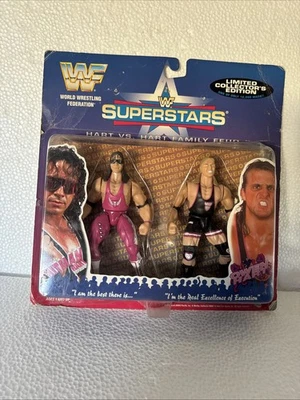 Figura de lucha libre WWF Bret & Owen Hart Jakks Family Feud BCA 1996 Hitman WWE SIN USAR, EN CAJA Foto 1 de 4