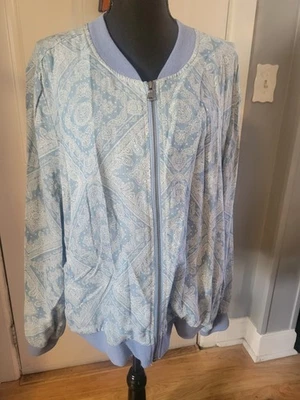 Chaqueta New York & Company estampado azul talla XL Foto 1 de 3