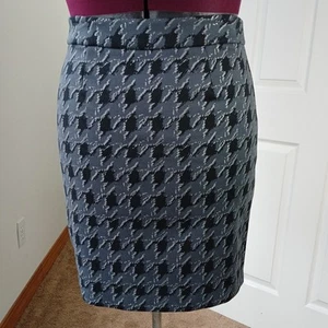 Apt. 9 Grey Houndstooth Pencil Skirt Petite M dark gray black silver midi checks - Picture 1 of 11