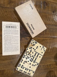 Marblelike Puremco Ivory Dominoes Standard #616 Made In Waco TX USA Circa 1950s - Picture 1 of 19