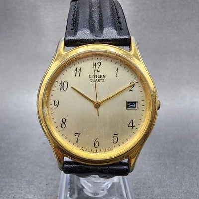 Reloj Citizen Hombre 33mm Esfera Champagne Tono Dorado Fecha 6110-S19180 Batería Nueva Foto 1 de 4