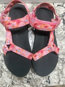 Women's  Strappy Sandals Shoes tiedye  Pink /Black Soot Size 11 - Picture 1 of 5