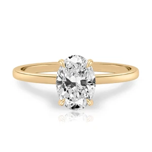 18k Gold Diamond Ring Lab Grown Oval 1.1 Carat IGI Certified Yellow Size 6.5 7.5 - Picture 1 of 10