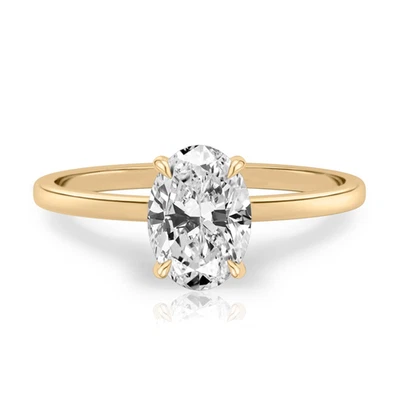 18k Gold Diamond Ring Lab Grown Oval 1.1 Carat IGI Certified Yellow Size 6.5 7.5 - Image 1 of 4
